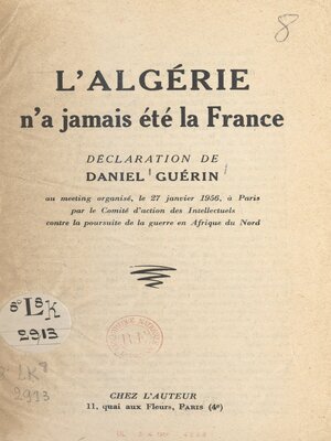 cover image of L'Algérie n'a jamais été la France